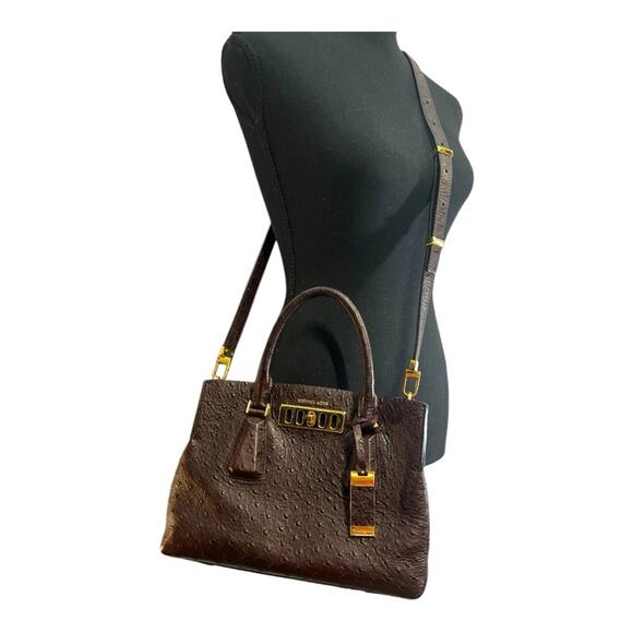 MICHAEL KORS Brown Ostrich Leather Crossbody or Satchel Includes Dust Bag NWOT - Picture 6 of 16